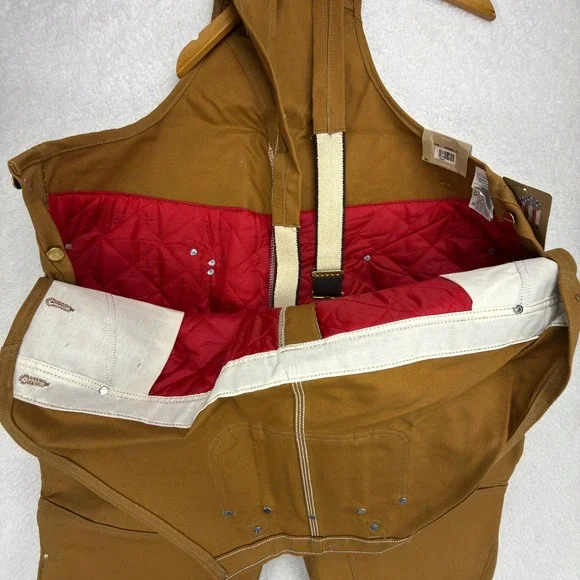 Carhartt Traditional Duck Bibs Overalls Quilt Lined 52x30 R02 BRN Brown NOS NWT - Picture 7 of 10